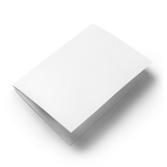 Folded sheet of white paper, isolated on white background