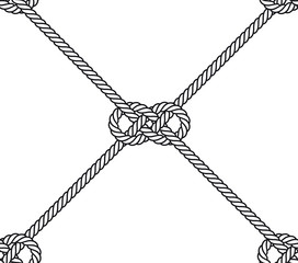 Poster - Vector rope, fishing net, seamless. White background.