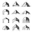 © ONYXprj - Tent silhouettes. Outdoor party event buildings pavilion marquee vector tent collection. Pavilion canvas, marquee collection wedding illustration