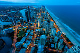 Fototapeta  - Surfers paradise Australia at night.  Ariel view.