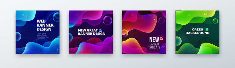 Wall Mural - Liquid Color Background Design. Fluid Gradient Abstract Shapes Composition. Futuristic Design Background for Social Banner and Poster. Eps10 vector