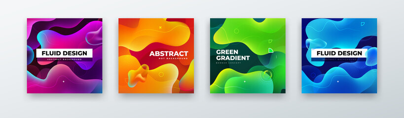 Wall Mural - Liquid Color Background Design. Fluid Gradient Abstract Shapes Composition. Futuristic Design Background for Social Banner and Poster. Eps10 vector