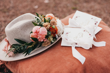 Wedding hat and announcements