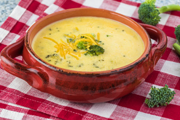 Wall Mural - Homemade broccoli cheddar cheese soup.