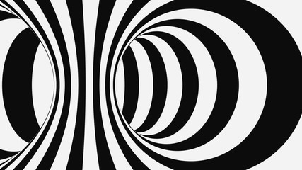 Canvas Print - Black and white psychedelic optical illusion. Abstract hypnotic animated background. Spiral geometric looping monochrome wallpaper