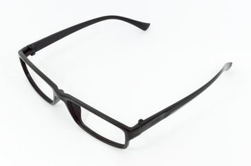 black glasses on a white background