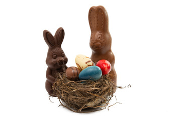 Wall Mural - chocolate easter eggs in nest