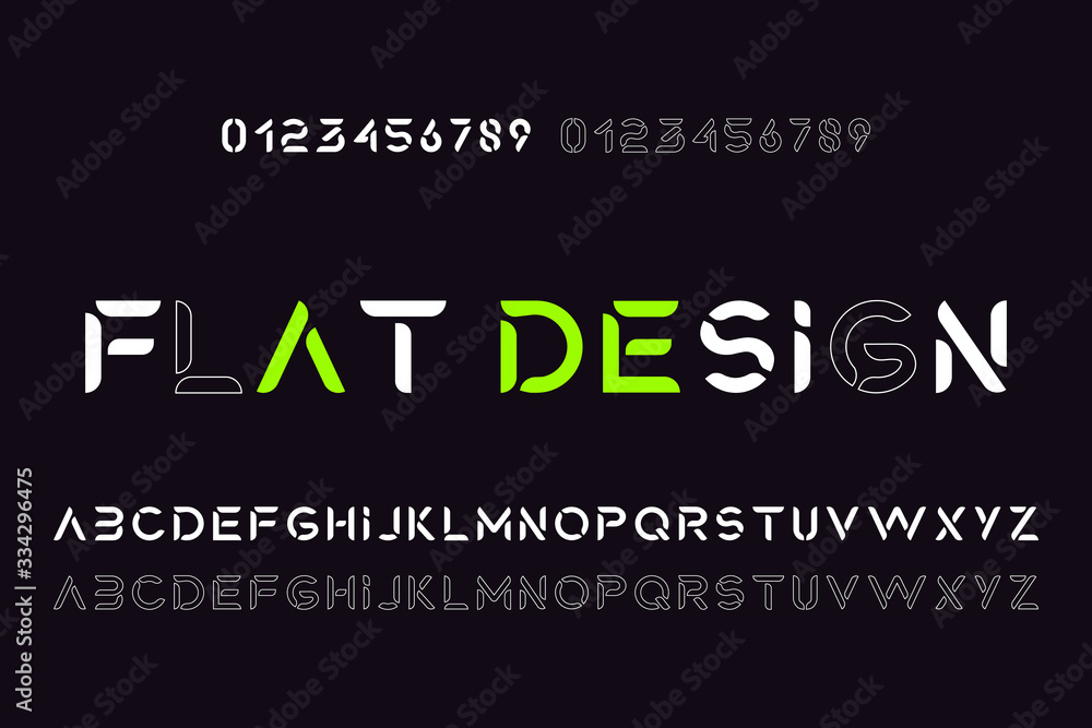 Modern Flat Alphabet Font. Typography fonts for technology, digital, UX ...