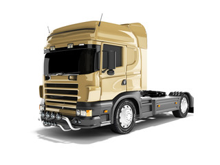 Wall Mural - 3d rendering brown road dump truck isolated on white background with shadow