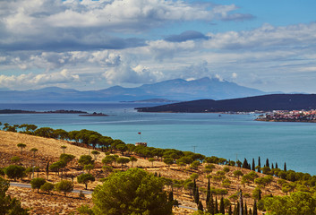 Wall Mural - Views of Ayvalik town onCunda island at Aegean side of Turkey