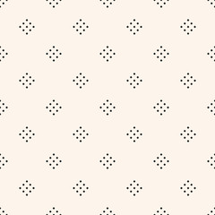 Vector geometric texture with small diamond shapes, tiny rhombuses, squares, dots. Abstract minimalist modern seamless pattern. Simple minimal monochrome background. Subtle repeat design for decor