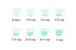 Kitchen measuring cups with various amount of liquid, vector illustration