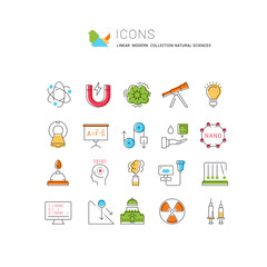 Wall Mural - set of line icons of natural history