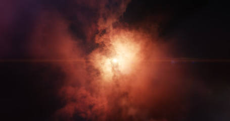 Wall Mural - central stars carved out a cavernous bowl-like cavity in the wall of a giant cloud nebula, ultraviol
