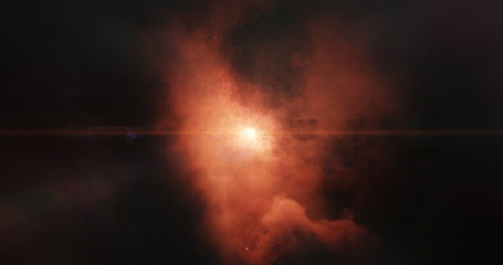 Wall Mural - central stars carved out a cavernous bowl-like cavity in the wall of a giant cloud nebula, ultraviol