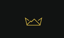 A Line Art Icon Logo Of A Crown With A Mountain 