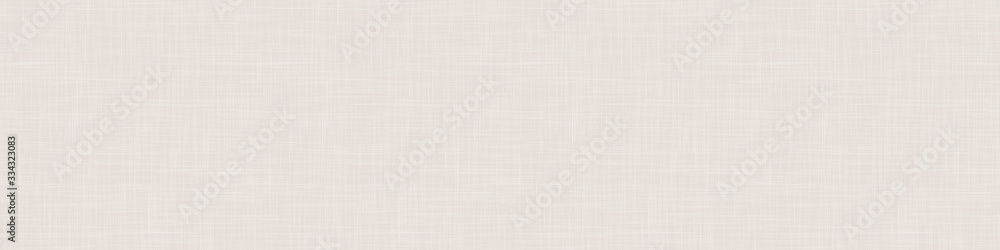 Seamless beige woven linen texture border background. Ecru flax hemp fiber natural pattern. Organic fibre close up weave fabric for surface material. Ecru natural gray cloth textured banner ribbon. - obrazy, fototapety, plakaty 