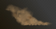 A Brown, High Dust Plume Cloud On A Transparent Background With Copy Space. Vector Illustration