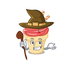 Sticker - Cute and sneaky Witch cherry ice cream cartoon design style