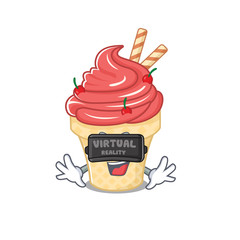 Sticker - A picture of cherry ice cream character with Virtual reality headset