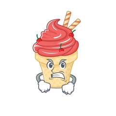 Sticker - cherry ice cream cartoon character design with angry face