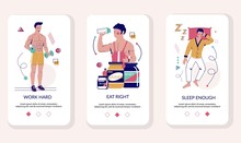 Healthy Lifestyle Mobile App Onboarding Screens Vector Template