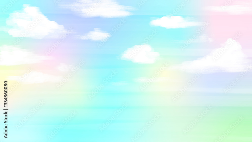 Fototapeta ファンシーな虹色の青空背景イラスト Grafinia Pl Fototapeta ファンシーな虹色の青空背景イラスト Grafinia Pl