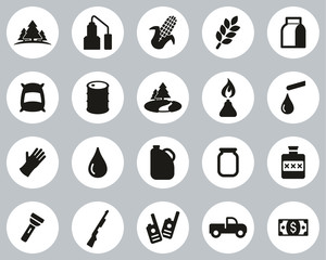 Sticker - Moonshine Culture & Equipment Icons Black & White Flat Design Circle Set Big