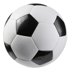 Wall Mural - classic black and white soccer ball made of modern durable material, on a white background