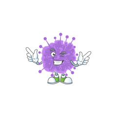 Canvas Print - Funny coronavirus influenza cartoon design style with wink eye face