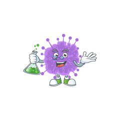 Sticker - Coronavirus influenza brainy Professor Cartoon design grasp a glass tube