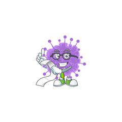 Wall Mural - cartoon character of coronavirus influenza holding menu on his hand