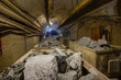 © Mishainik - Mining carts wagons with gold ore in underground mine