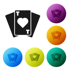 Wall Mural - Black Playing cards icon isolated on white background. Casino gambling. Set icons in color circle buttons. Vector Illustration