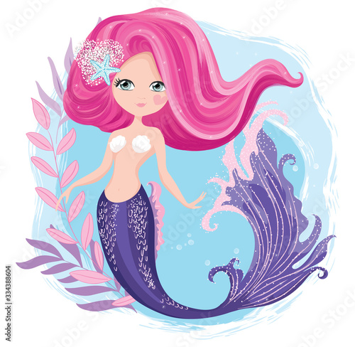 Lovely Mermaid Illustrations Kids Fashion Artworks Wallpapers Birthday And Greeting Card Graphics Stock Vector Adobe Stock