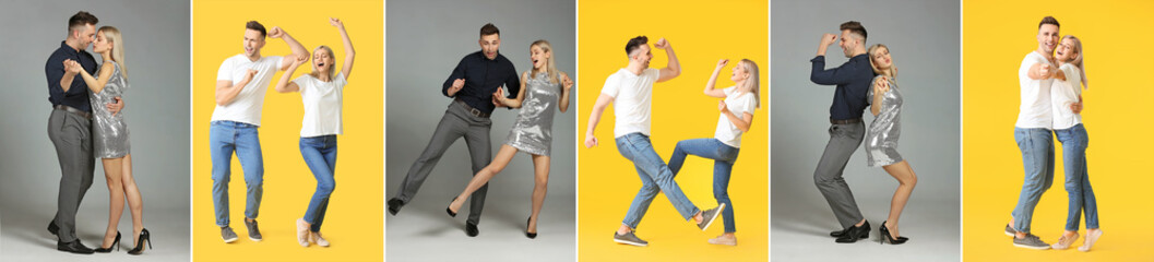 Poster - Collage of photos with happy dancing couple