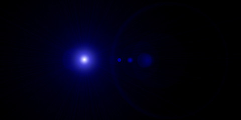 Wall Mural - Neon shining objects in the dark. Blue starlights	