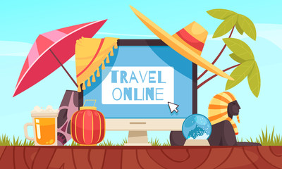 Wall Mural - Travel Booking Online Composition