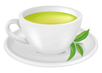 A cup of green tea. Vector illustration.	