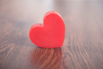 red heart on the table