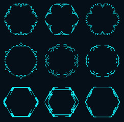 Wall Mural - Set of futuristic hexagons for hud interface.