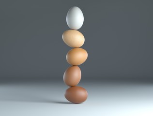 Stack of chicken eggs. Piling up in different shades of eggshell.