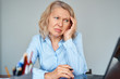 © JENOCHE - Portrait of worried woman at office.Business problems concept.