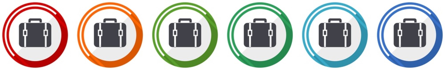 Aufkleber - Bag icon set, flat design vector illustration in 6 colors options for webdesign and mobile applications