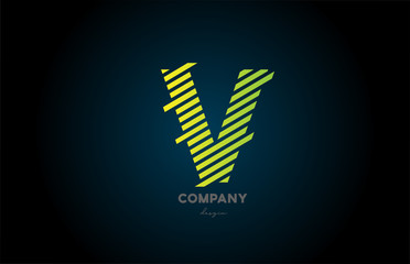 V green alphabet letter logo icon design for business and company