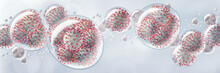 3D Illustration Of Droplets Packed With Corona Viruses Flying In The Air