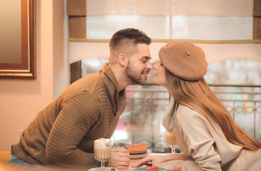 Sticker - Happy young couple on romantic date in cafe