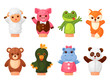 © Aleksandr - Hands puppets set, animal friends for play, puppet show stage