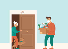 Groceries And Food Delivery For Elderly People During Coronavirus COVID-19 Quarantine