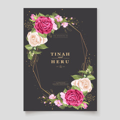 elegant wedding invitation design with floral and leaves